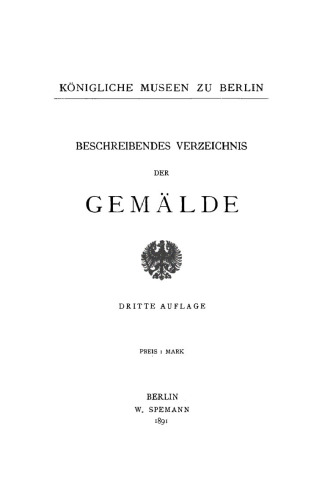 Beschreibendes Verzeichnis der Gemälde