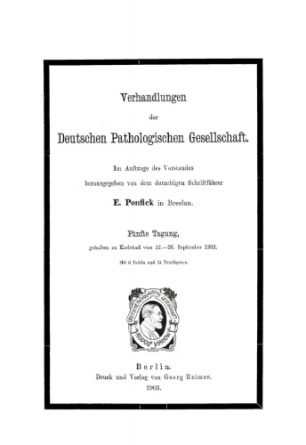 Verhandlungen der Deutschen Pathologischen Gesellschaft: 5/1903 Karlsbad, vom 22.–26. September 1902