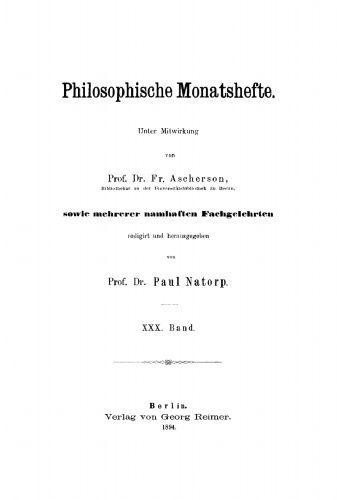 Philosophische Monatshefte: Band 30