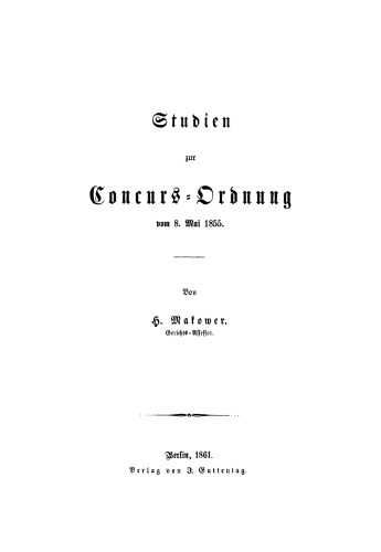 Studien zur Concurs-Ordnung vom 8. Mai 1855
