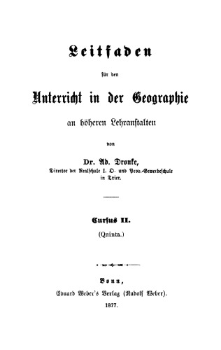 Leitfaden für den Unterricht in der Geographie: Teil 2 (Quinta.)