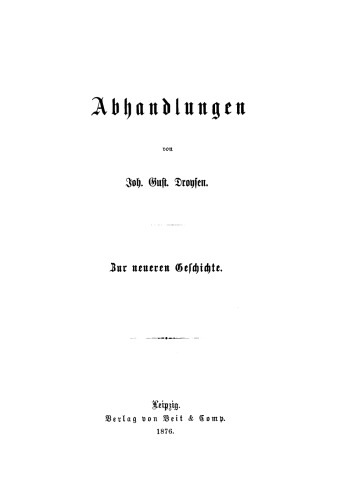 Abhandlungen: Zur neueren Geschichte