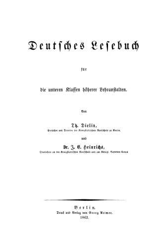 Deutsches Lesebuch für die unteren Klassen höherer Lehranstalten