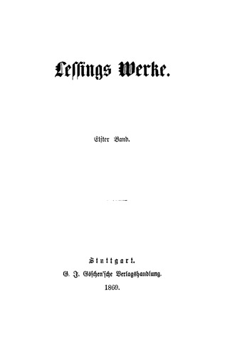 Lessing’s Werke: Band 11