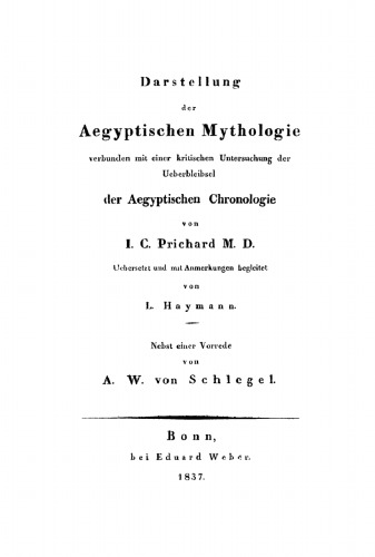 Darstellung der Aegyptischen Mythologie: Verbunden mit einer kritischen Untersuchung der Ueberbleibsel der Aegyptischen Chronologie