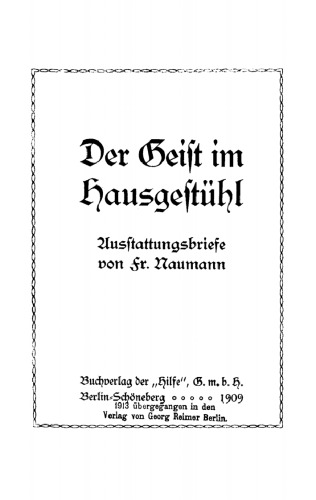 Der Geist im Hausgestühl: Ausstattungsbriefe