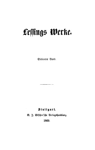 Lessing’s Werke: Band 7