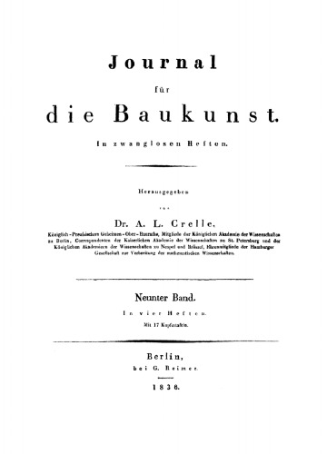 Journal für die Baukunst: Band 9