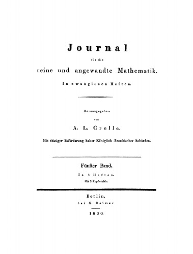 Journal für die reine und angewandte Mathematik: Band 5