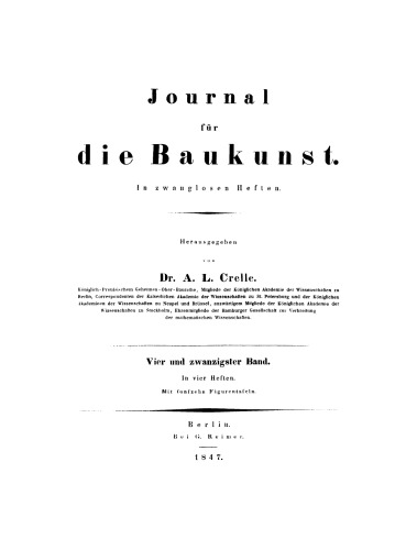 Journal für die Baukunst: Band 24