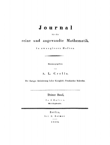 Journal für die reine und angewandte Mathematik: Band 3