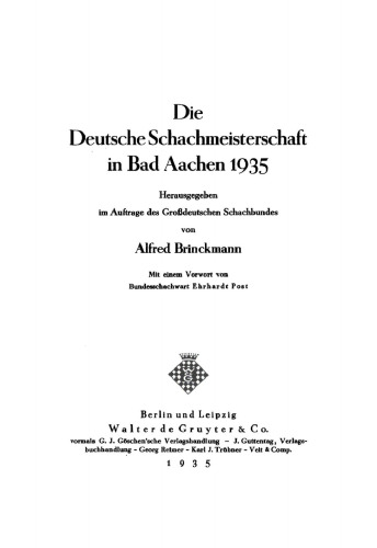 Die Deutsche Schachmeisterschaft in Bad Aachen 1935
