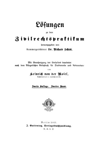 Lösungen zu dem Zivilrechtspraktikum: Band 2