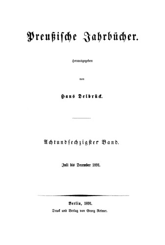 Preußische Jahrbücher: Band 68 Juli bis December 1891