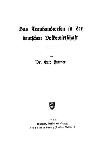 Das Treuhandwesen in der deutschen Volkswirtschaft