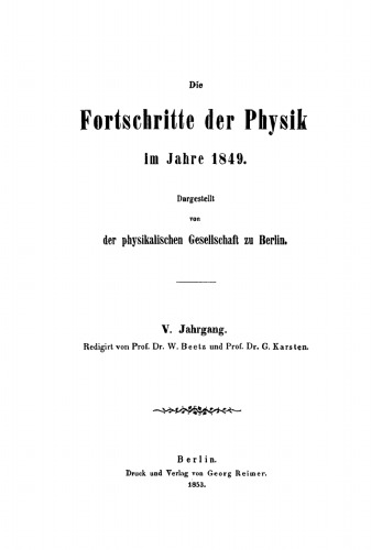 Die Fortschritte der Physik im Jahre ...: 1849, Jahrgang 5