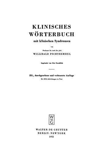 Klinisches Wörterbuch mit klinischen Syndromen