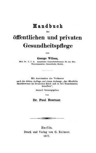 Handbuch der öffentlichen und privaten Gesundheitspflege