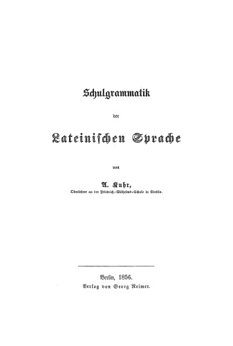 Schulgrammatik Lateinischen Sprache