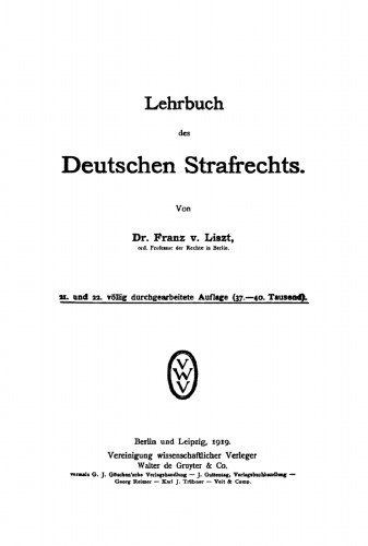 Lehrbuch des Deutschen Strafrechts