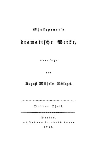 Shakspeare’s dramatische Werke: Band 3 Der Sturm