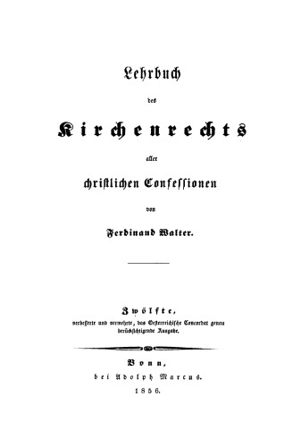 Lehrbuch Kirchenrechts aller christlichen Confessionen