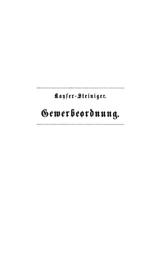 Gewerbeordnung für das Deutsche Reich