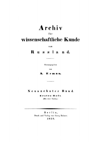 Archiv für wissenschaftliche Kunde von Russland: Band 19