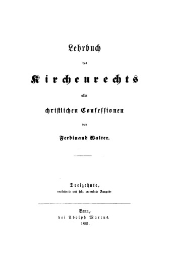 Lehrbuch des Kirchenrechts aller christlichen Confessionen