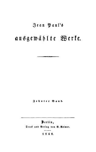 Jean Paul’s ausgewählte Werke: Band 10
