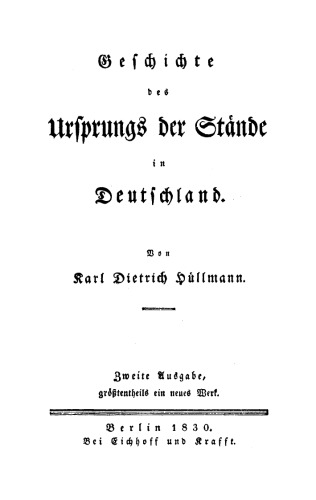 Geschichte des Ursprungs der Stände in Deutschland