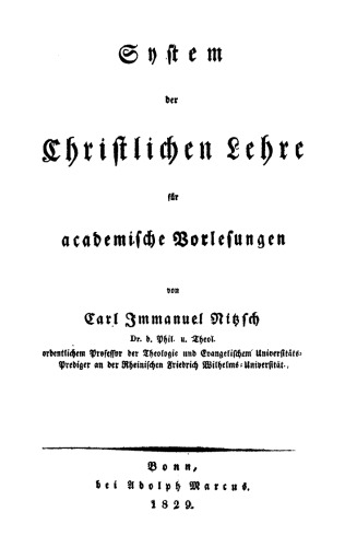 System der christlichen Lehre für academische Vorlesungen