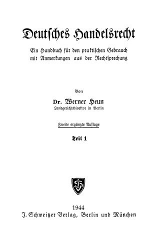 Deutsches Handelsrecht: Teil 1