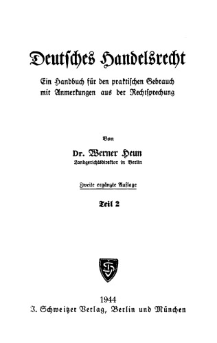 Deutsches Handelsrecht: Teil 2