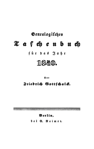 Genealogisches Taschenbuch: 1840