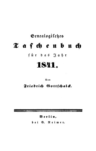 Genealogisches Taschenbuch: 1841