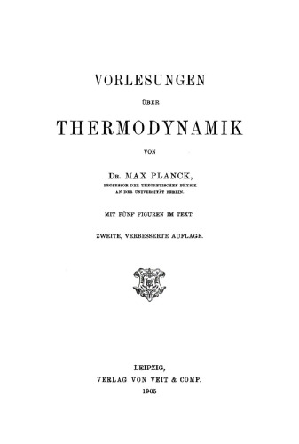 Vorlesungen über Thermodynamik