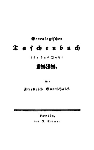 Genealogisches Taschenbuch: 1838