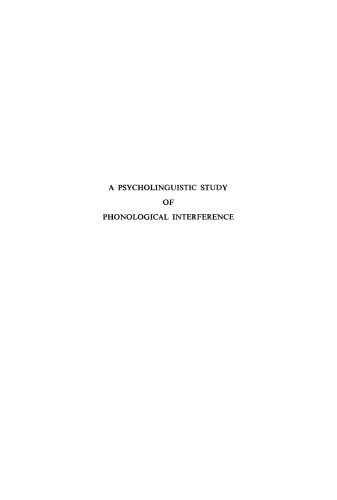 A Psycholinguistic Study of Phonological Interference