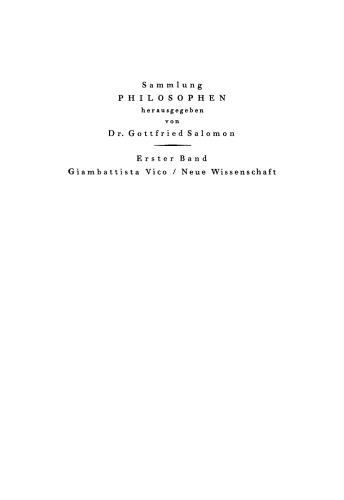 Sammlung Philosophen: Die neue Wissenschaft über die gemeinschaftliche Natur der Völker