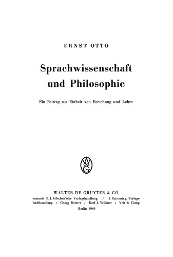 Sprachwissenschaft und Philosophie: Ein Beitrag zur Einheit von Forschung und Lehre