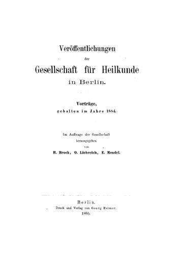 Vorträge, gehalten im Jahre 1884
