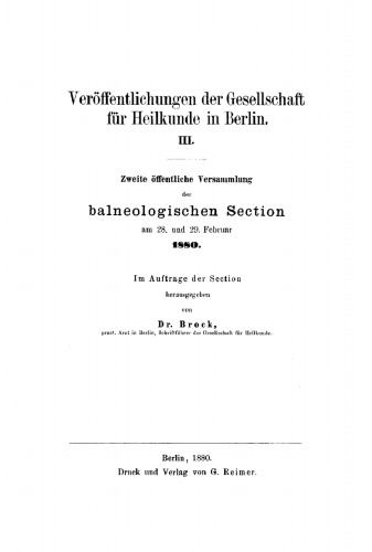 Zweite öffentliche Versammlung der balneologischen Section am 28. und 29. Februar, 1880