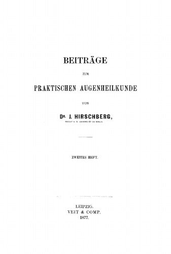 Beiträge zur praktischen Augenheilkunde. Heft 2 Heft 2: BPAHK-B, Heft 2