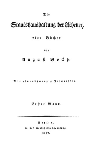 Die Staatshaushaltung der Athener: Band 1