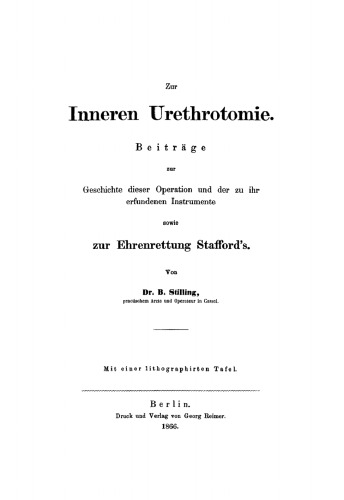 Zur inneren Urethrotomie