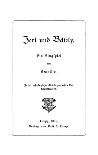 Jeri und Bätely: Ein Singspiel