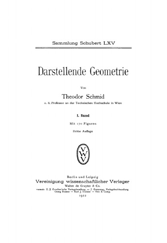 Darstellende Geometrie, Band 1