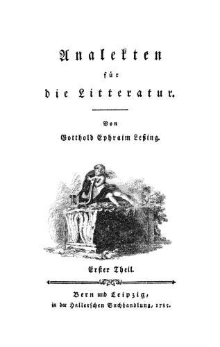 Analekten für die Litteratur: Teil 1