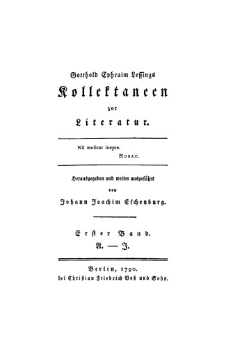 Kollektaneen zur Literatur: Band 1 A - J